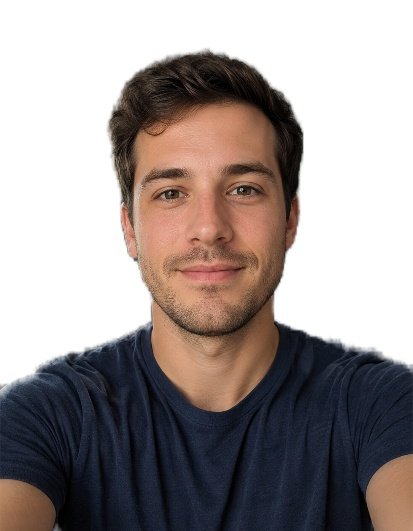 Same example photo after automatic white background replacement and cropping to passport standard